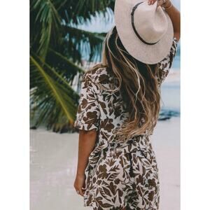 Carve Designs Brown Floral Luca Linen Shirt